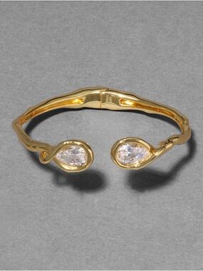 Alexis Bittar Asterales Capped Hinge Cuff Bracelet Vine Pear Teardrop C Z JL17